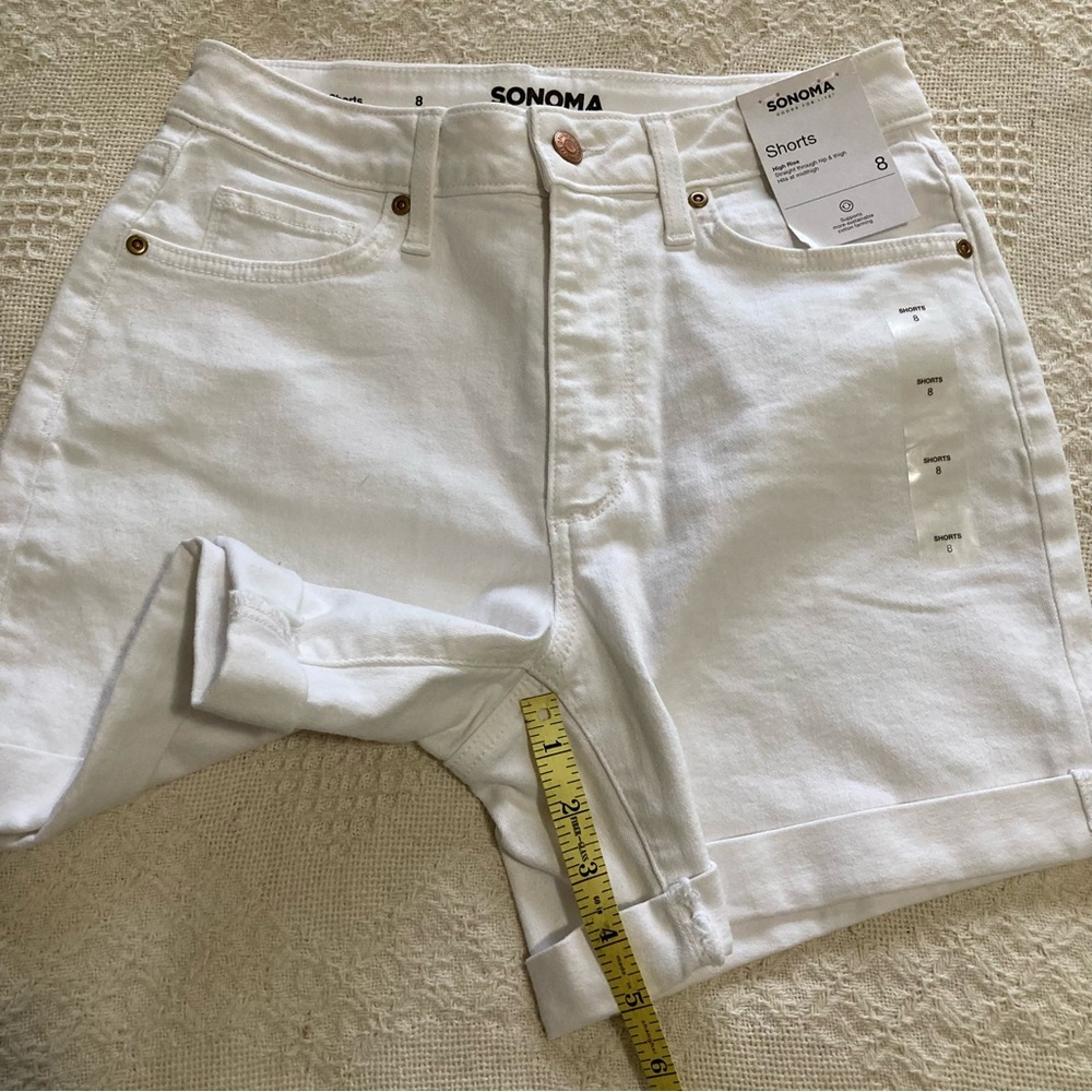 Sonoma Goods for Life White Denim Cuffed High Rise Shorts Women’s Size 8 NWT - Picture 5 of 10